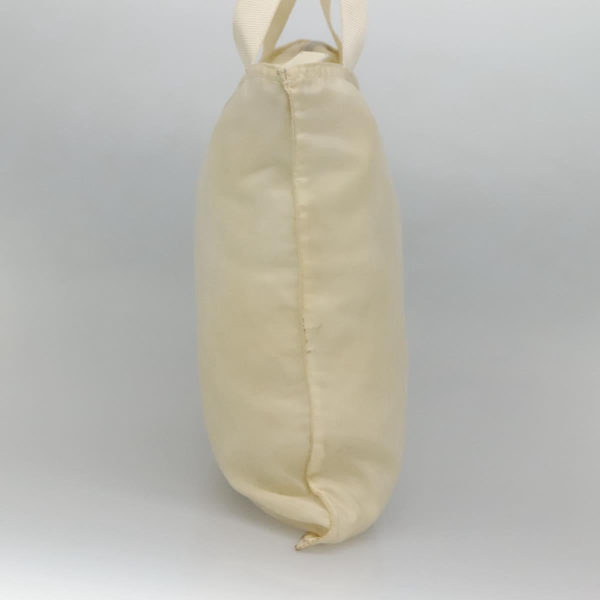 PRADA Tote Bag Nylon Cream Silver Auth bs26062