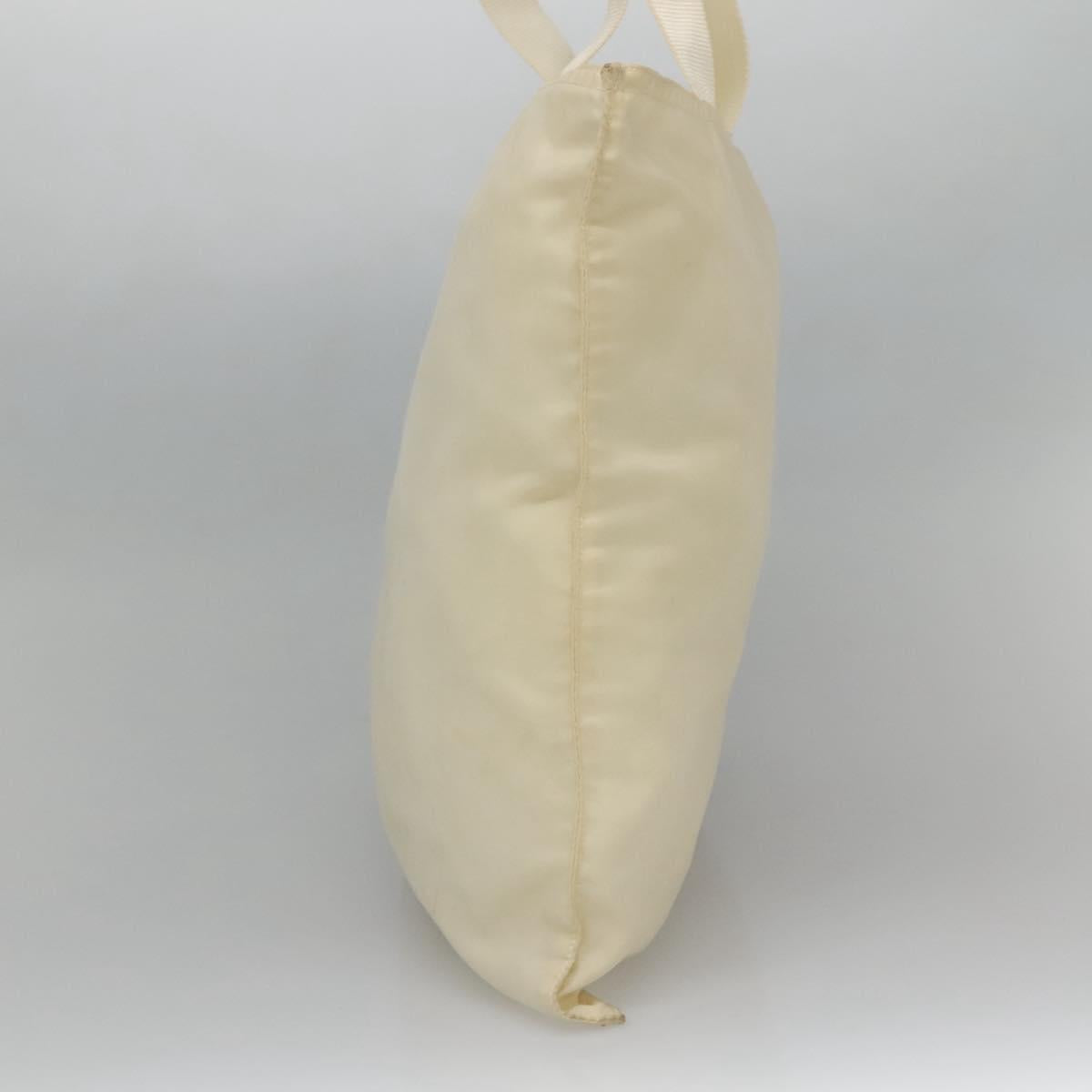 PRADA Tote Bag Nylon Cream Silver Auth bs26062