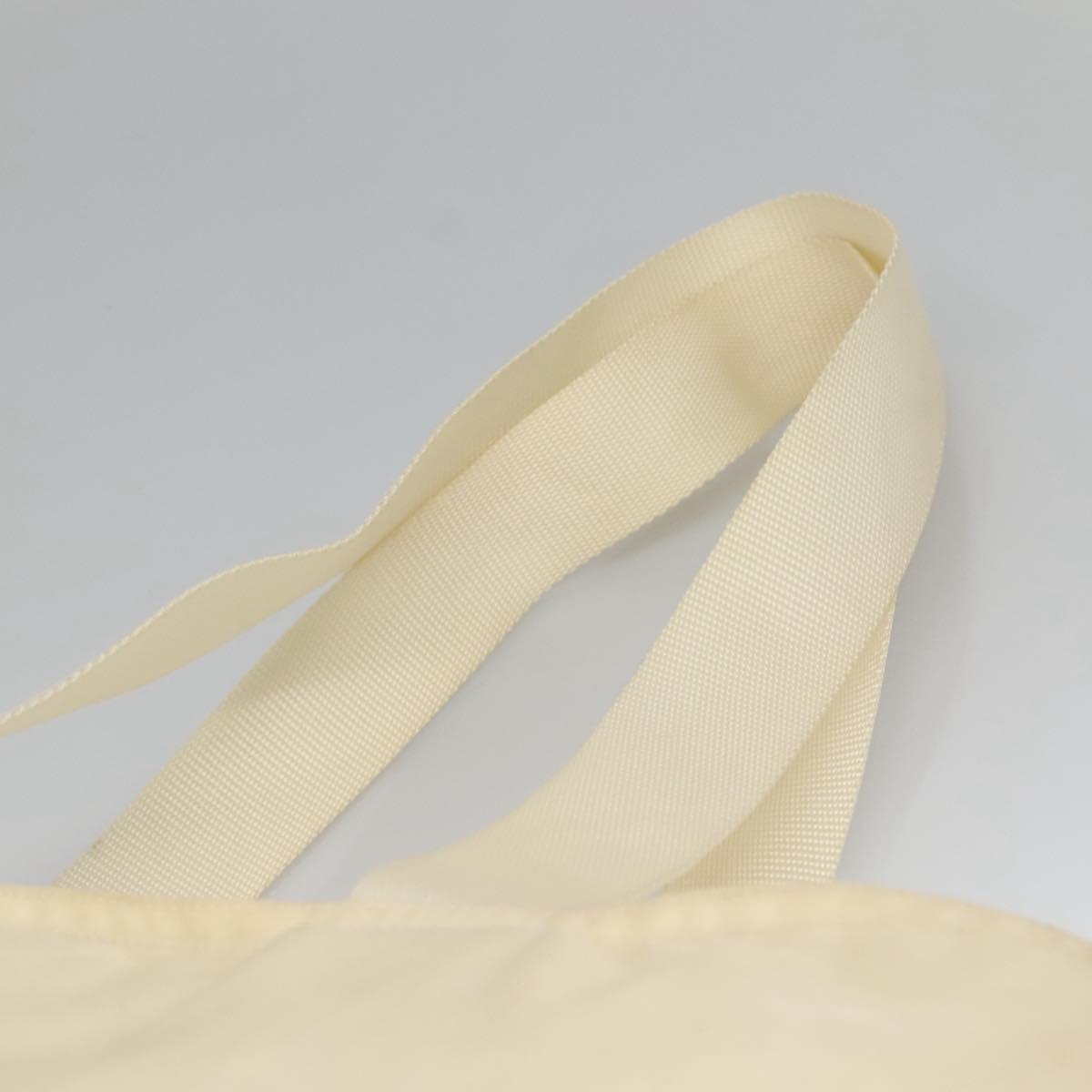 PRADA Tote Bag Nylon Cream Silver Auth bs26062