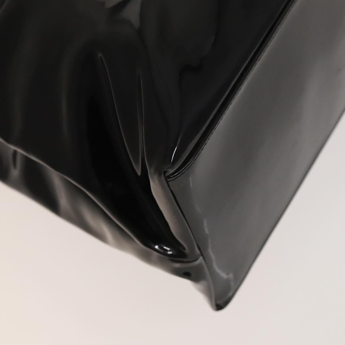 Salvatore Ferragamo Gancini Tote Bag Enamel Black Auth bs26078