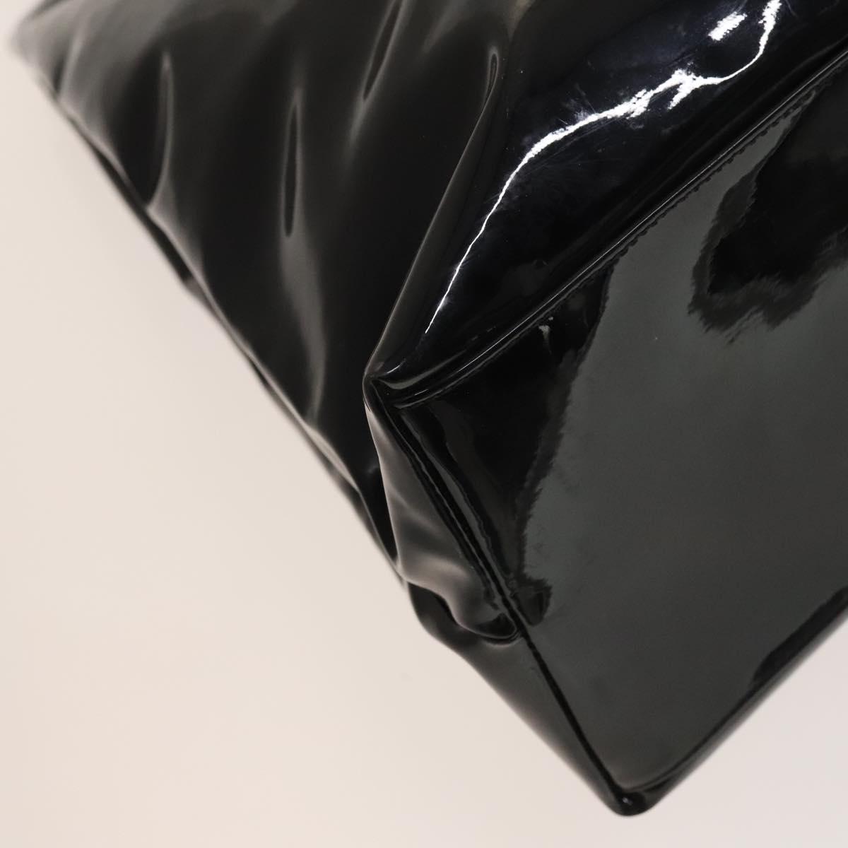Salvatore Ferragamo Gancini Tote Bag Enamel Black Auth bs26078