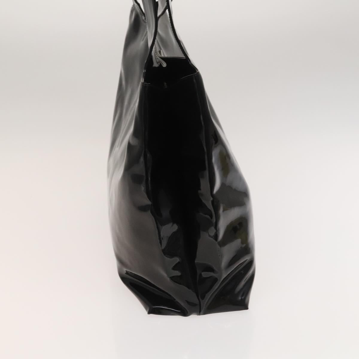 Salvatore Ferragamo Gancini Tote Bag Enamel Black Auth bs26078
