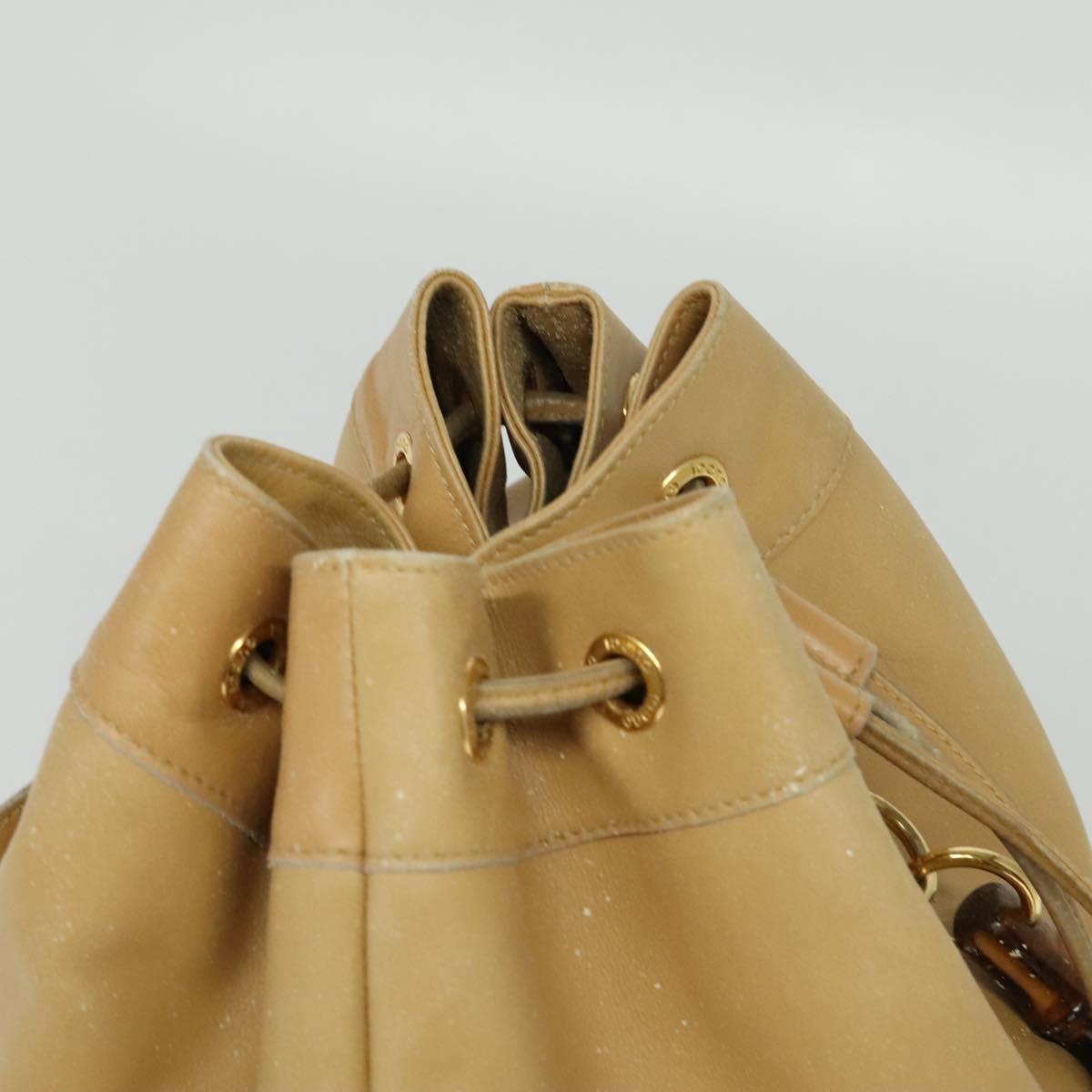 GUCCI Bamboo Backpack Leather Beige Gold 003 2855 0043 0 Auth bs26085