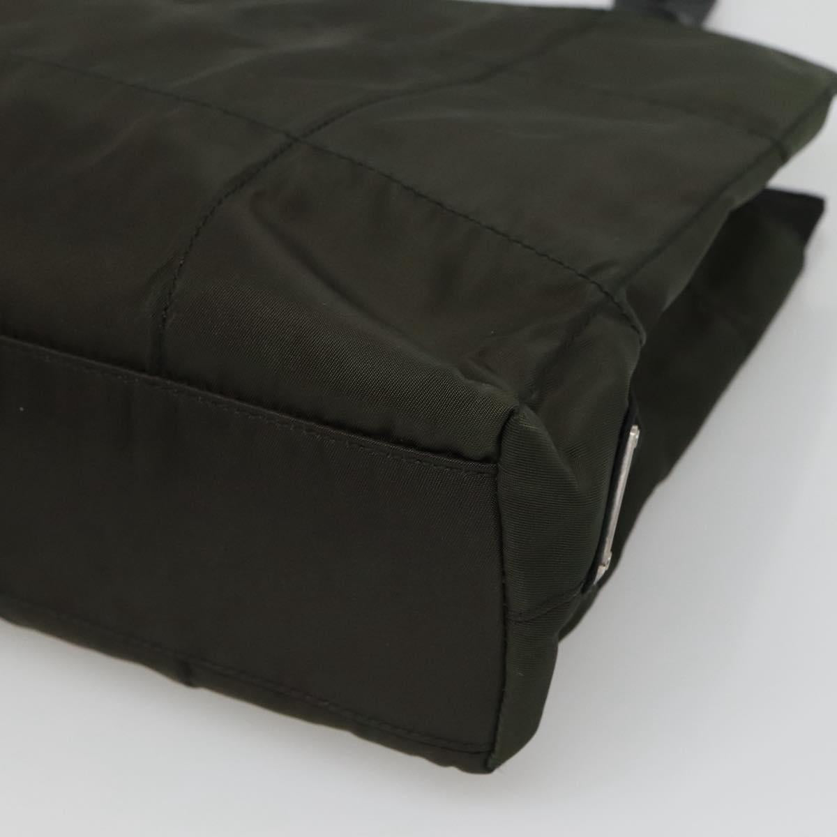 PRADA Tote Bag Nylon Green Silver Auth bs26087