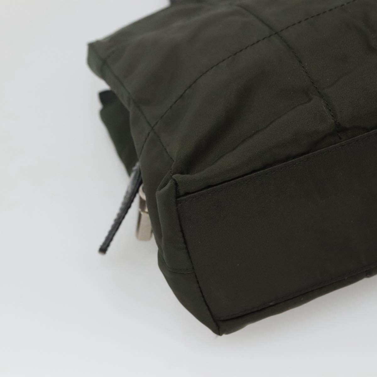 PRADA Tote Bag Nylon Green Silver Auth bs26087