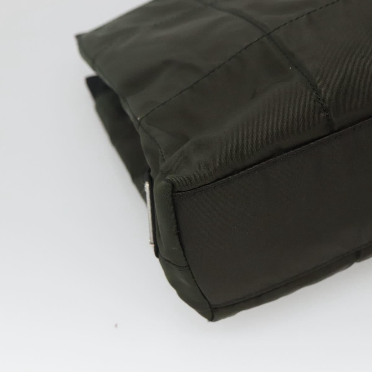 PRADA Tote Bag Nylon Green Silver Auth bs26087