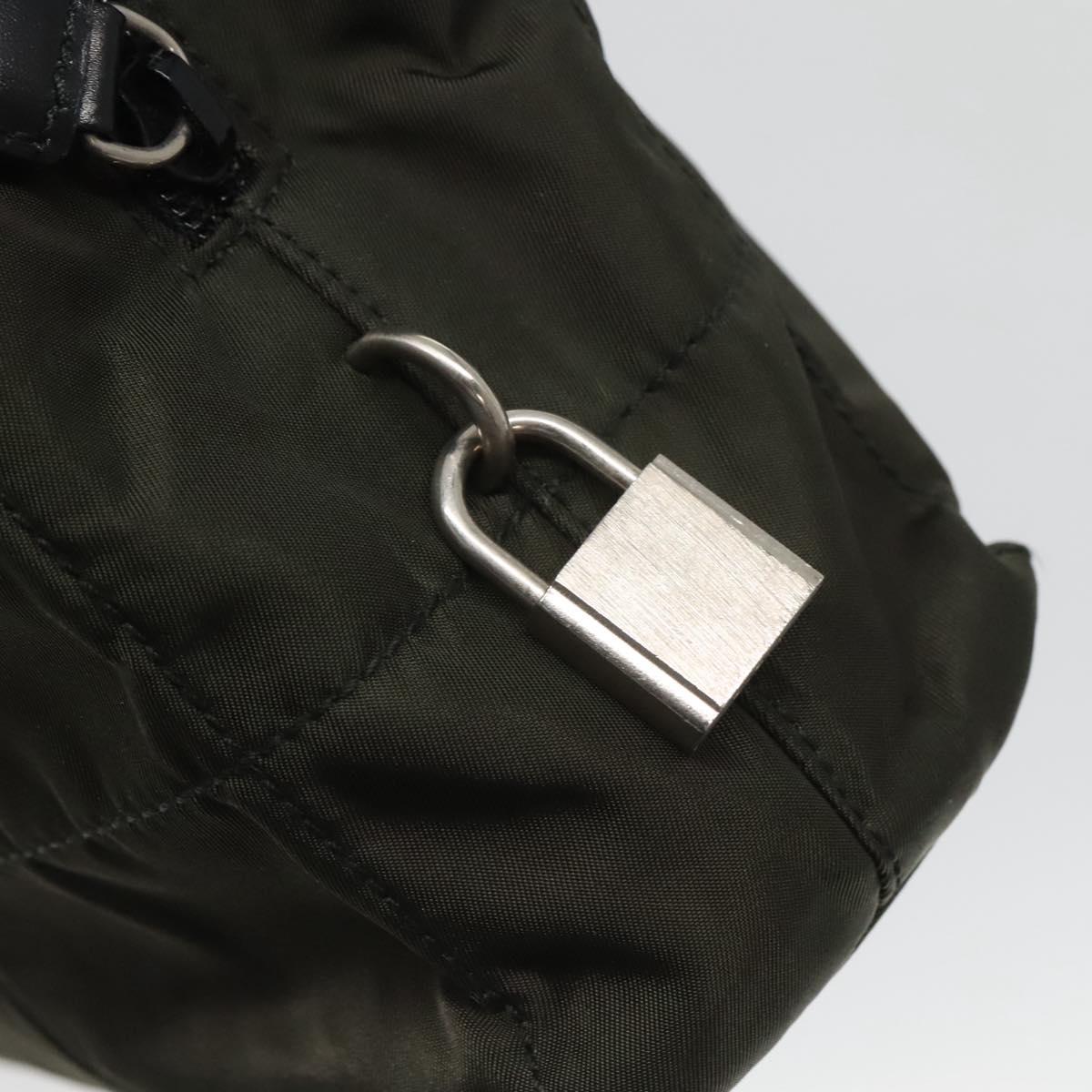PRADA Tote Bag Nylon Green Silver Auth bs26087