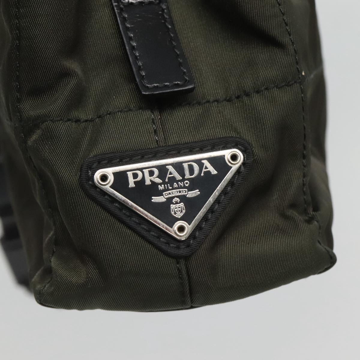 PRADA Tote Bag Nylon Green Silver Auth bs26087