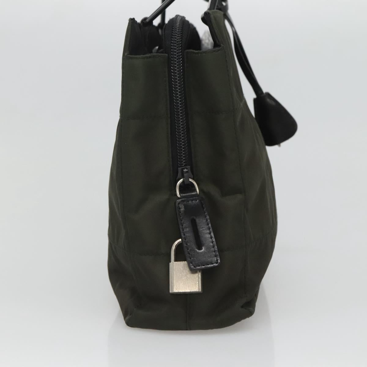 PRADA Tote Bag Nylon Green Silver Auth bs26087