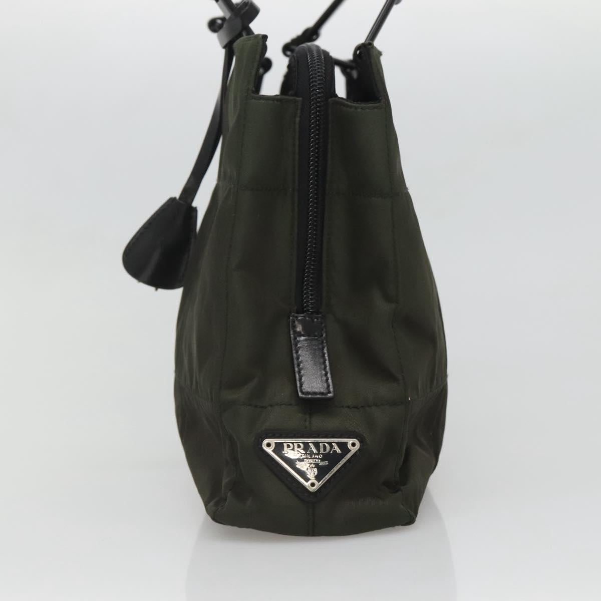 PRADA Tote Bag Nylon Green Silver Auth bs26087