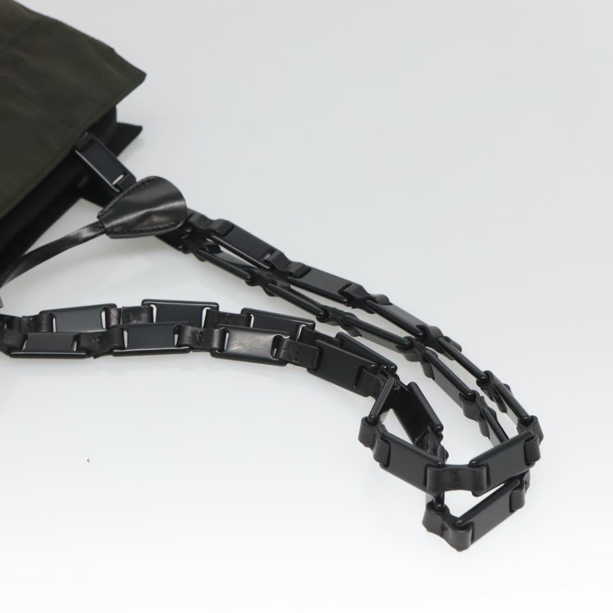 PRADA Tote Bag Nylon Green Silver Auth bs26087