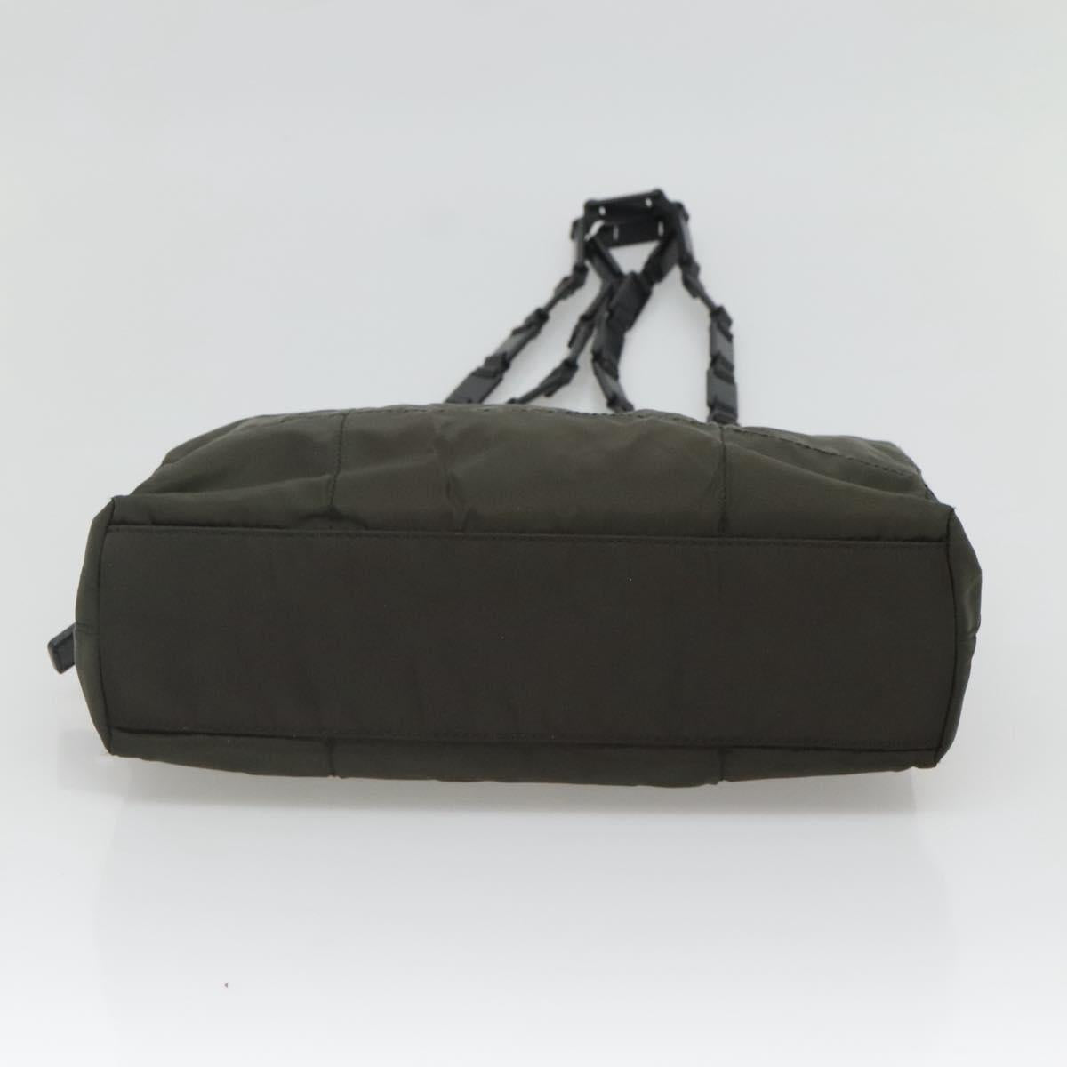 PRADA Tote Bag Nylon Green Silver Auth bs26087