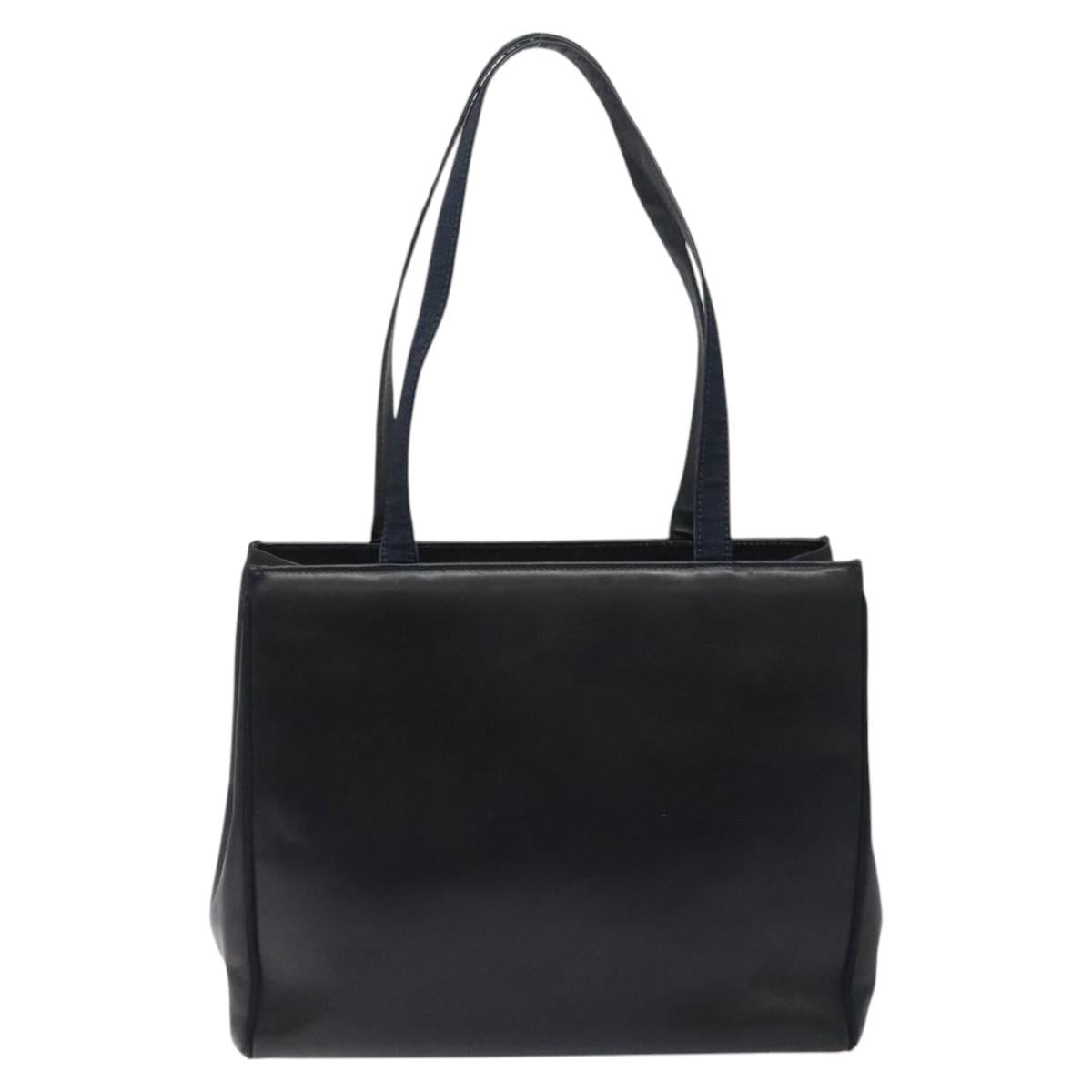 Salvatore Ferragamo Vala Tote Bag Leather Navy Gold Auth bs26090