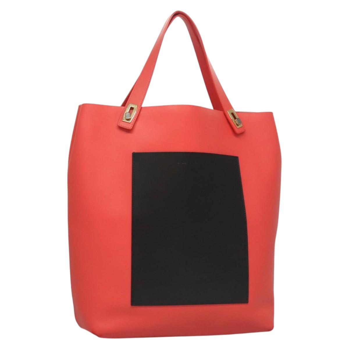 BOTTEGA VENETA Tote Bag Leather Orange Gold Silver Auth bs26109