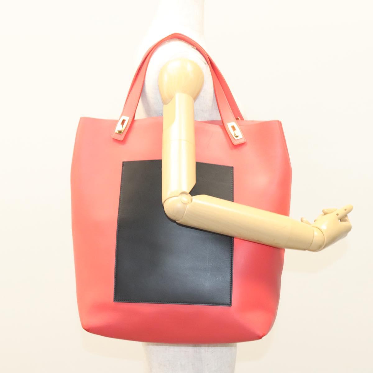 BOTTEGA VENETA Tote Bag Leather Orange Gold Silver Auth bs26109