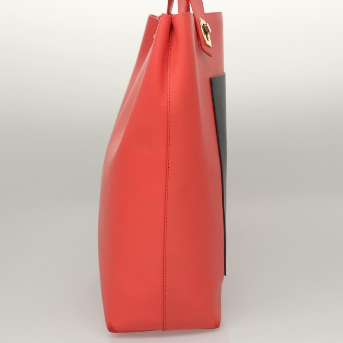 BOTTEGA VENETA Tote Bag Leather Orange Gold Silver Auth bs26109