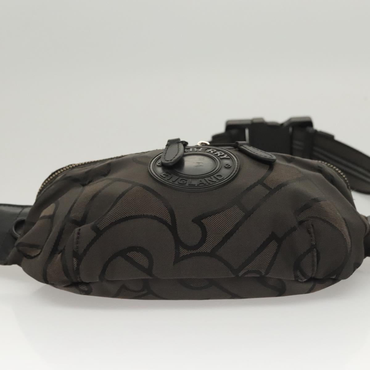 BURBERRY Waist Bag Canvas Gray Silver Auth bs26111