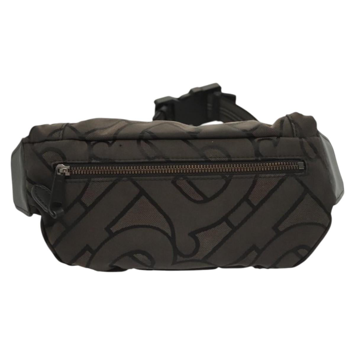 BURBERRY Waist Bag Canvas Gray Silver Auth bs26111