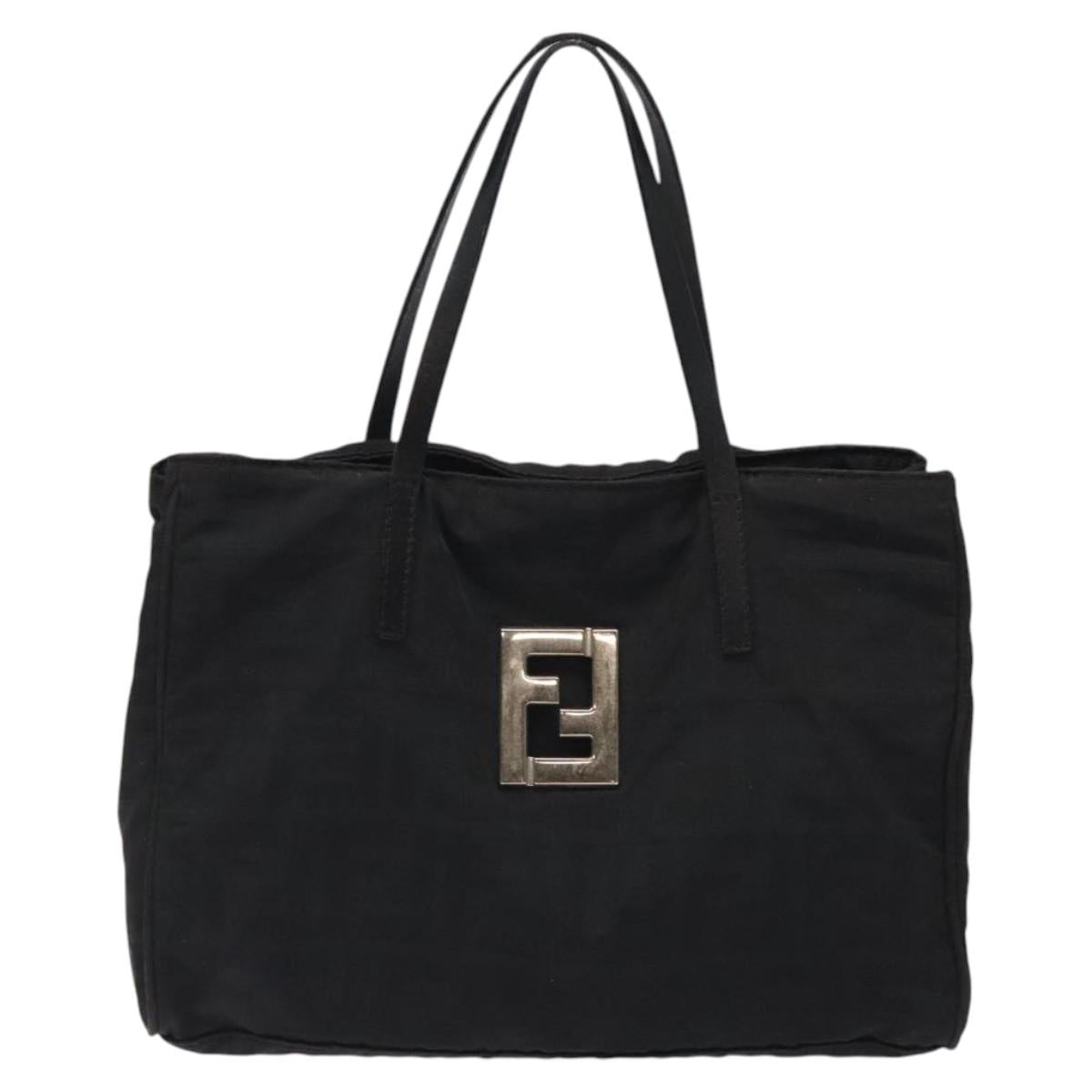 FENDI Zucca Canvas Hand Bag Black Auth bs26161