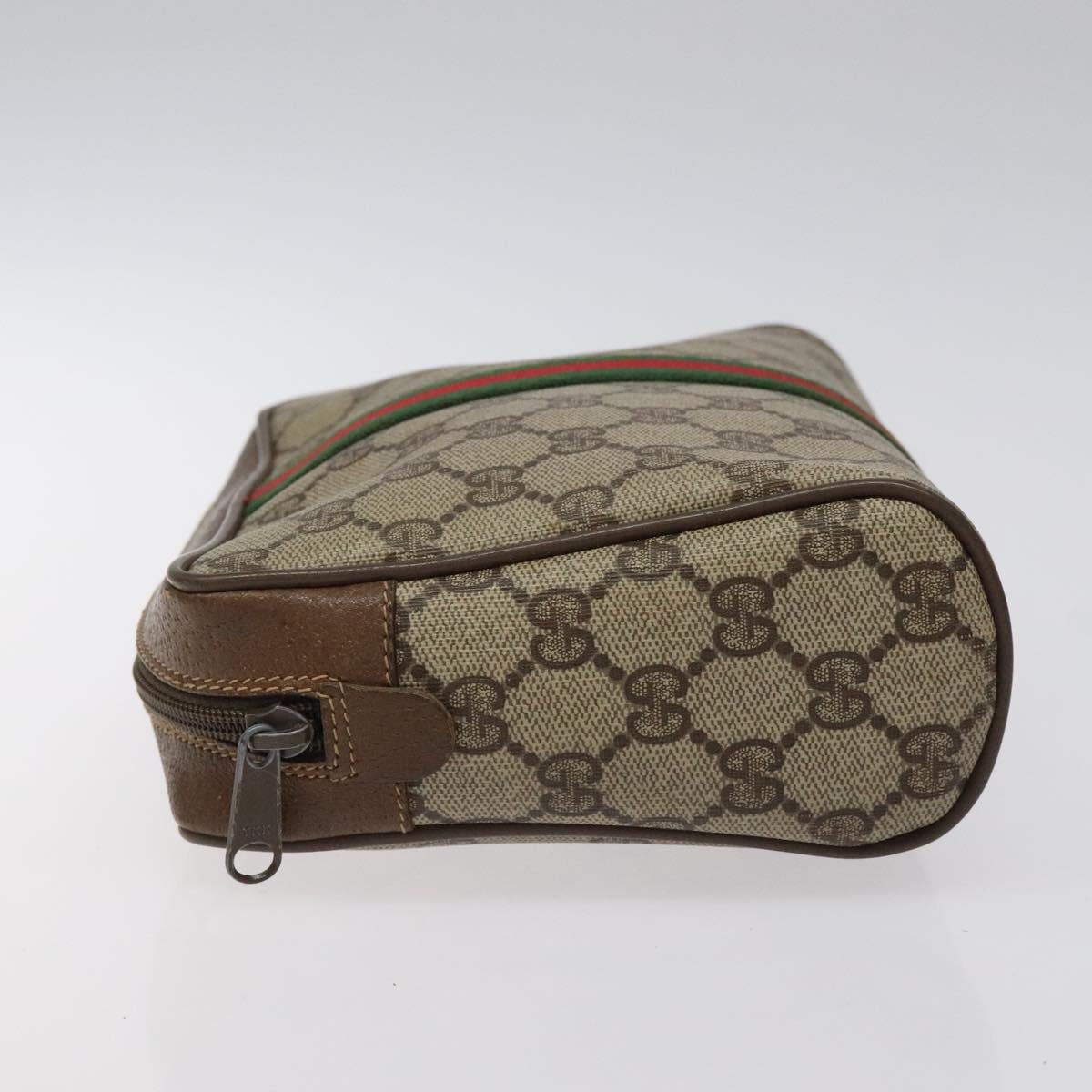 GUCCI GG Supreme Web Sherry Line Clutch Bag PVC Beige 89 01 012 Auth bs26177