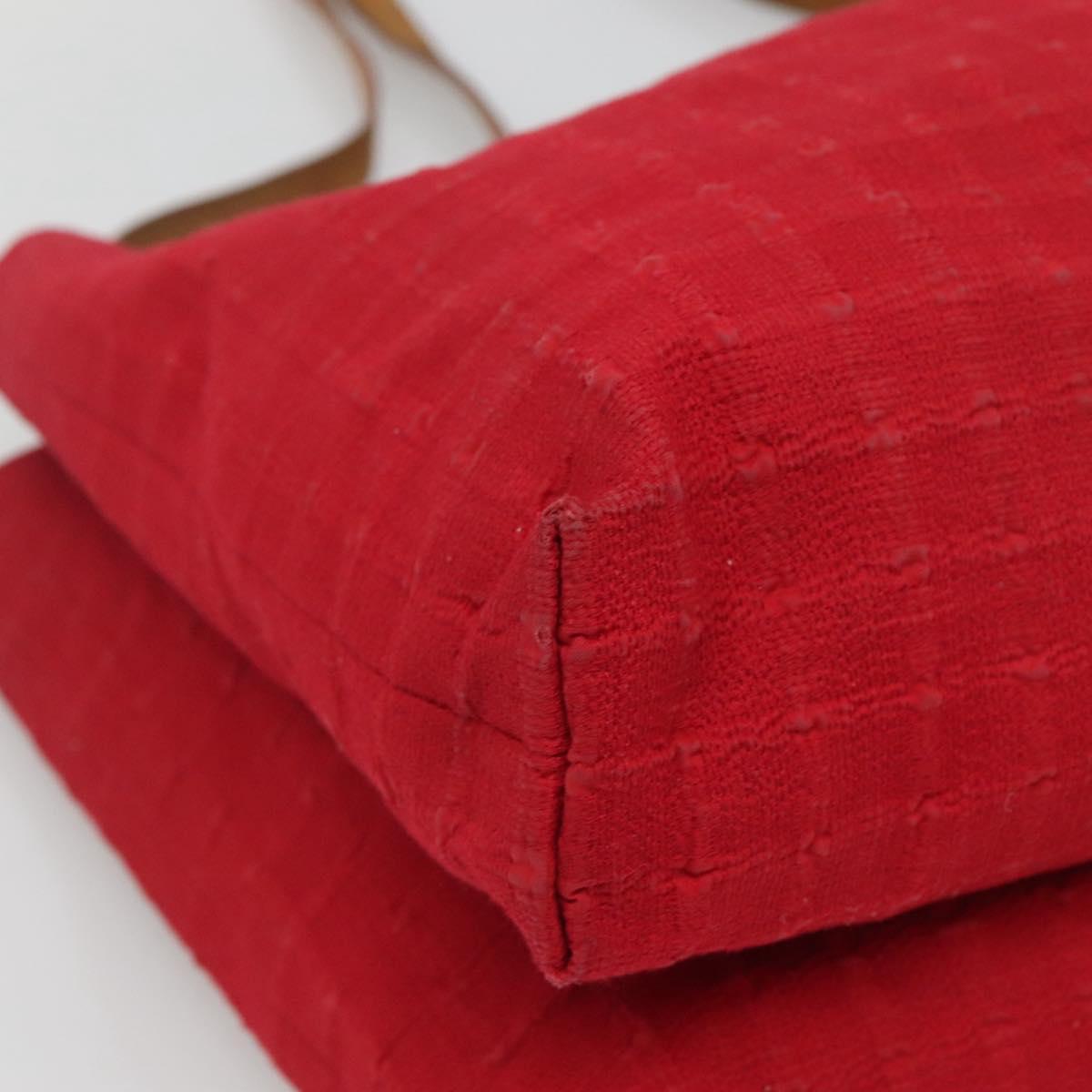 HERMES Amedaba Cabas Do Shoulder Bag Canvas Red Auth bs26182