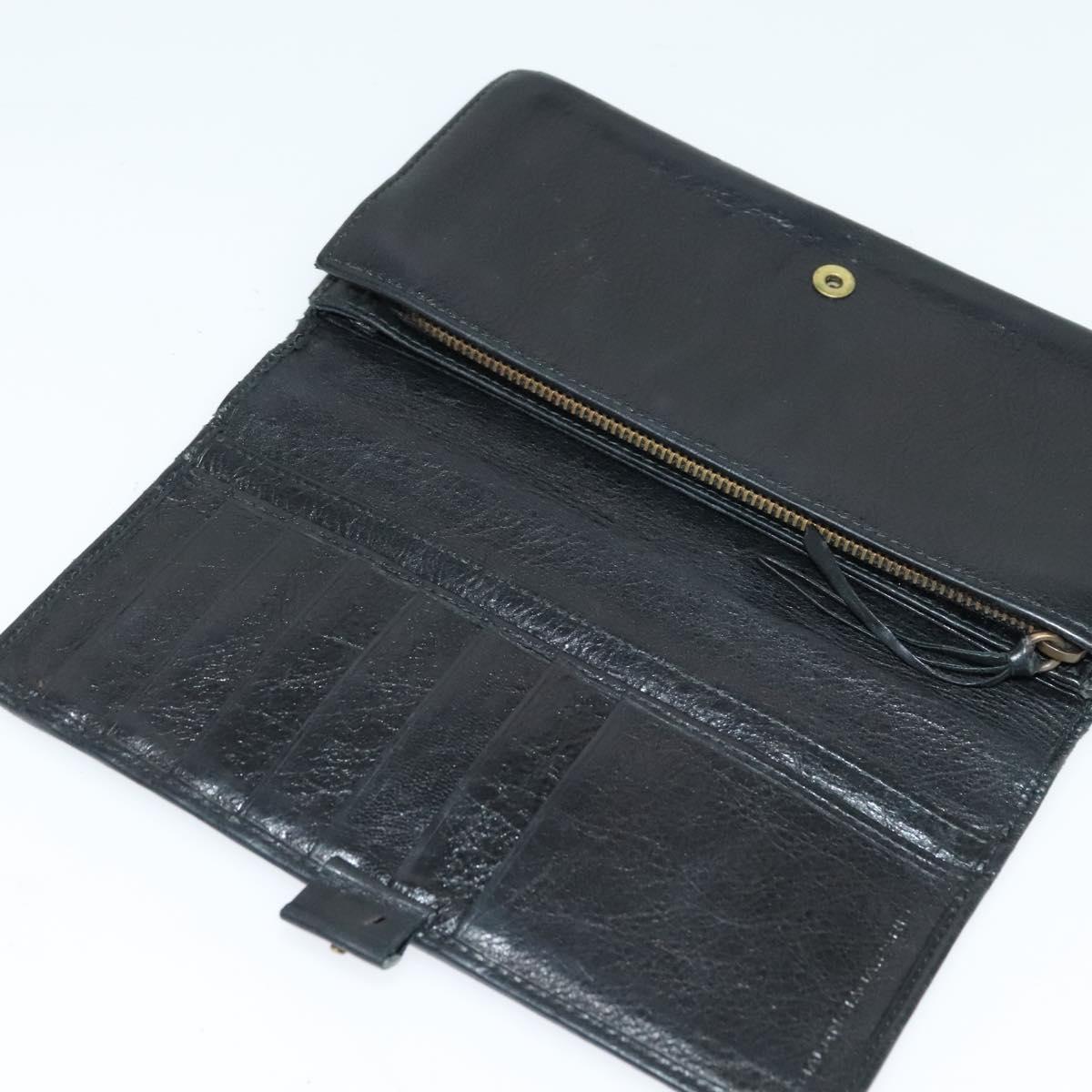 BALENCIAGA Wallet Leather 3Set Black Silver blue Auth bs26196