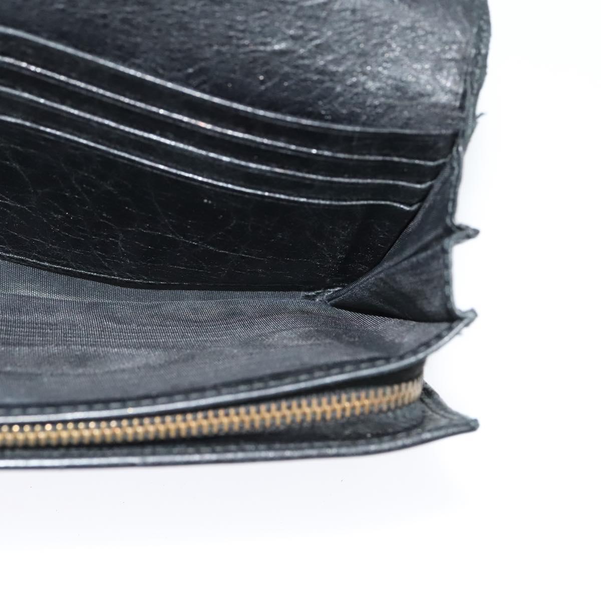 BALENCIAGA Wallet Leather 3Set Black Silver blue Auth bs26196