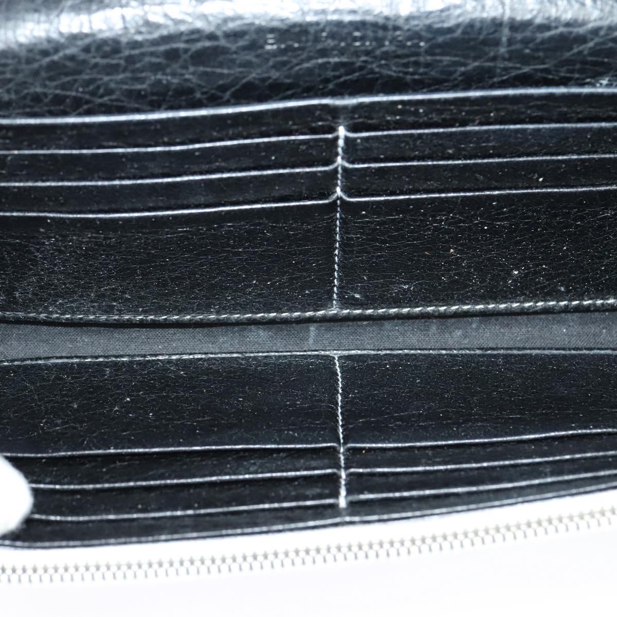 BALENCIAGA Wallet Leather 3Set Black Silver blue Auth bs26196