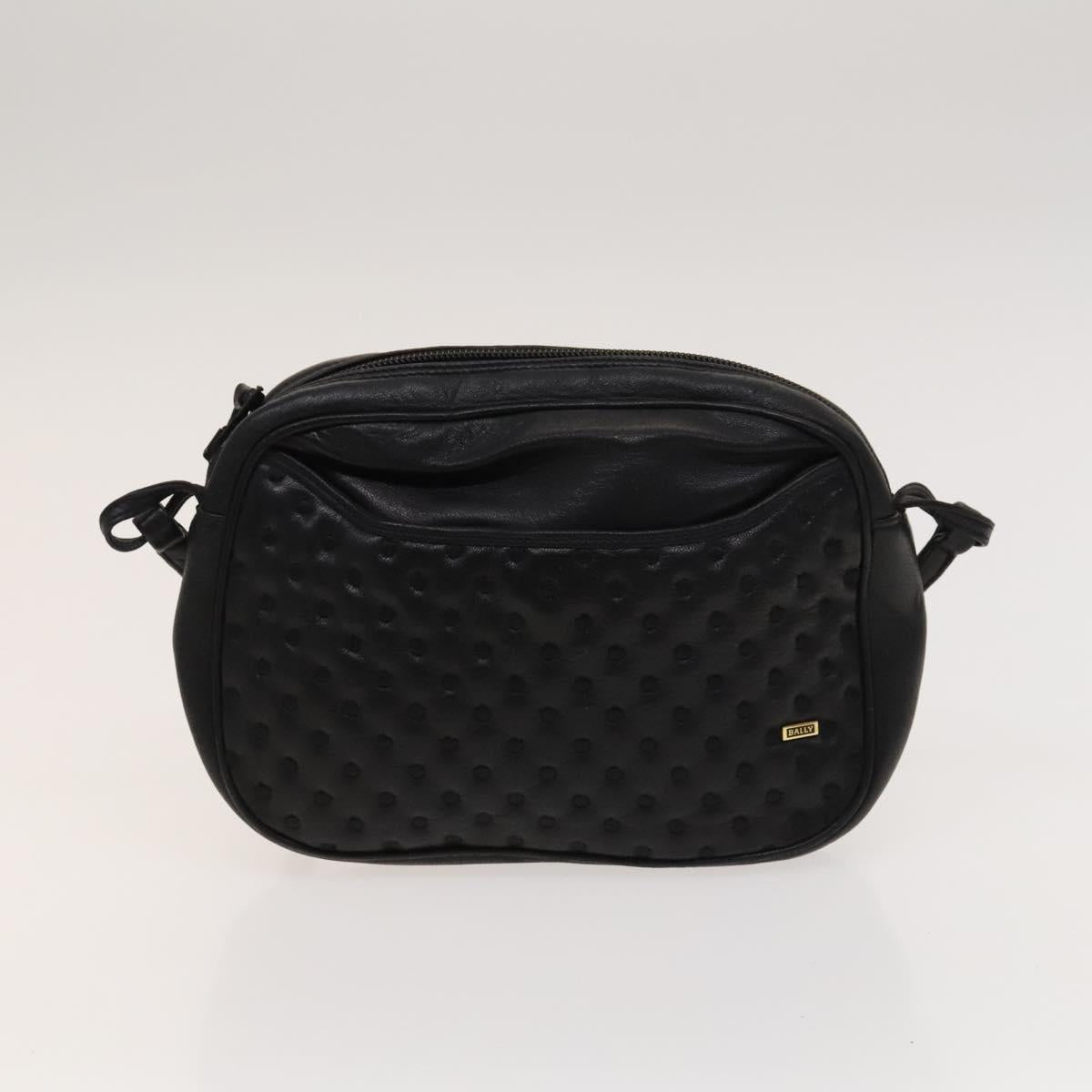 BALLY Shoulder Bag Leather Canvas 3Set Beige Black Auth bs26202