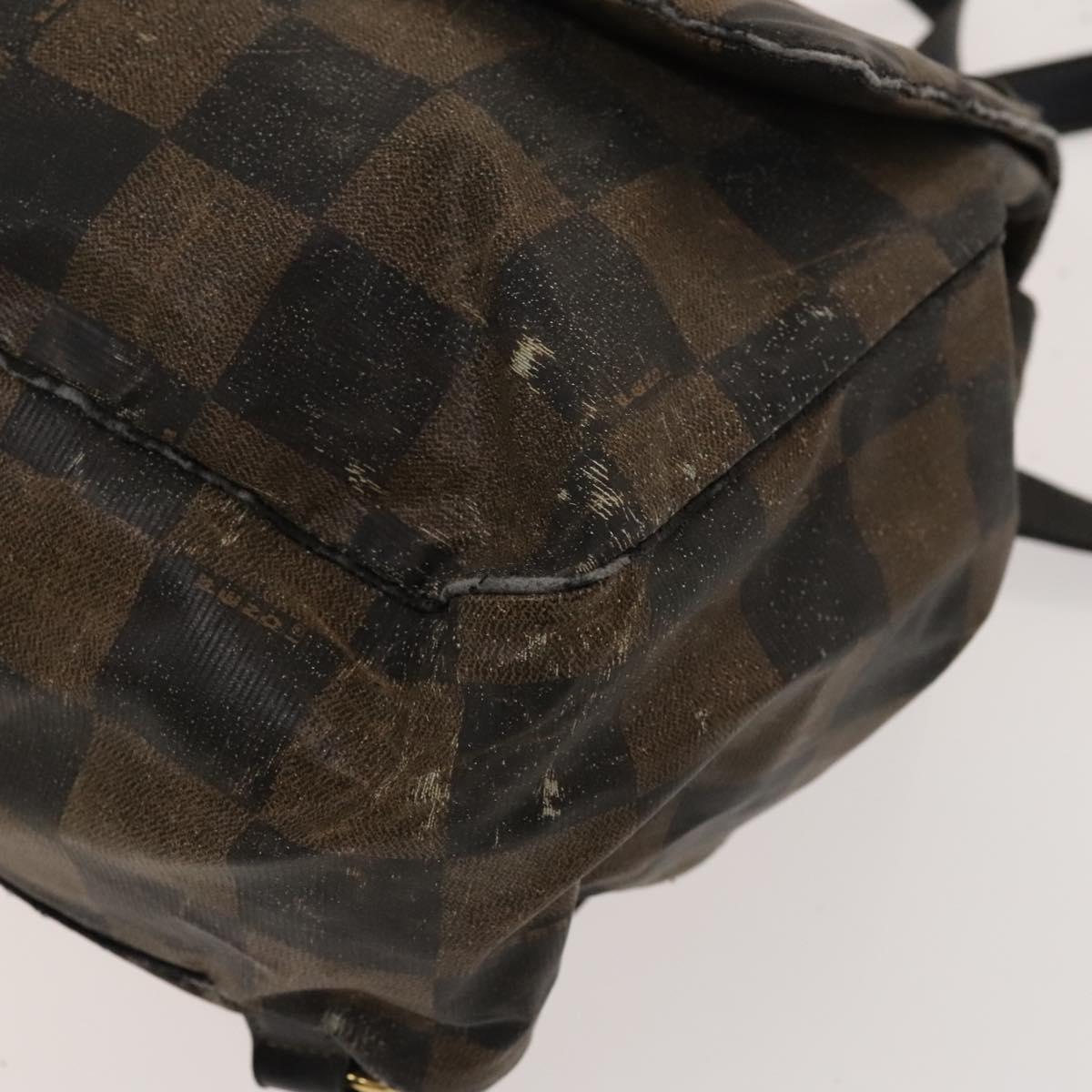 FENDI Pecan Bag PVC 3 Set Brown Black Auth bs26207