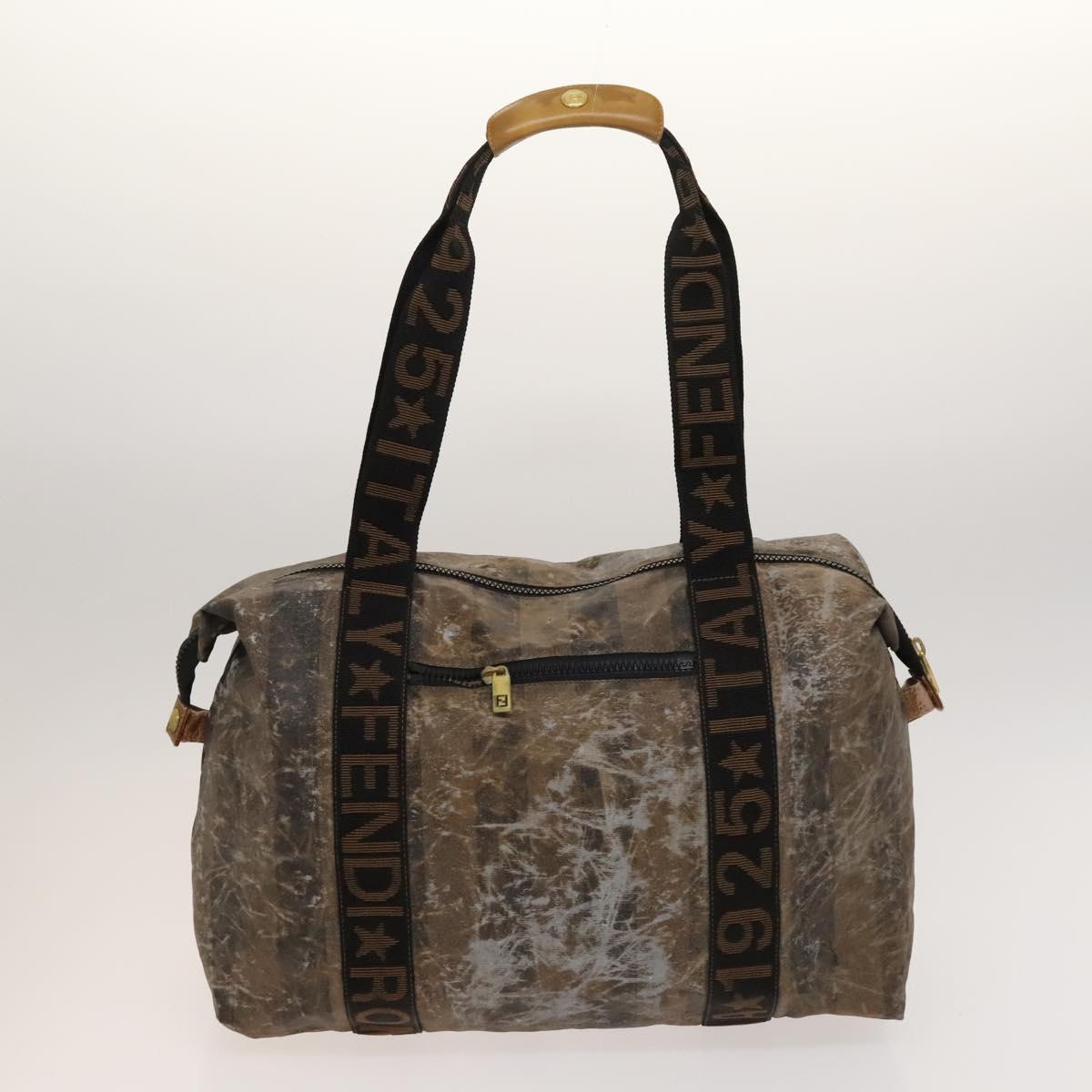 FENDI Pecan Bag PVC 3 Set Brown Black Auth bs26207
