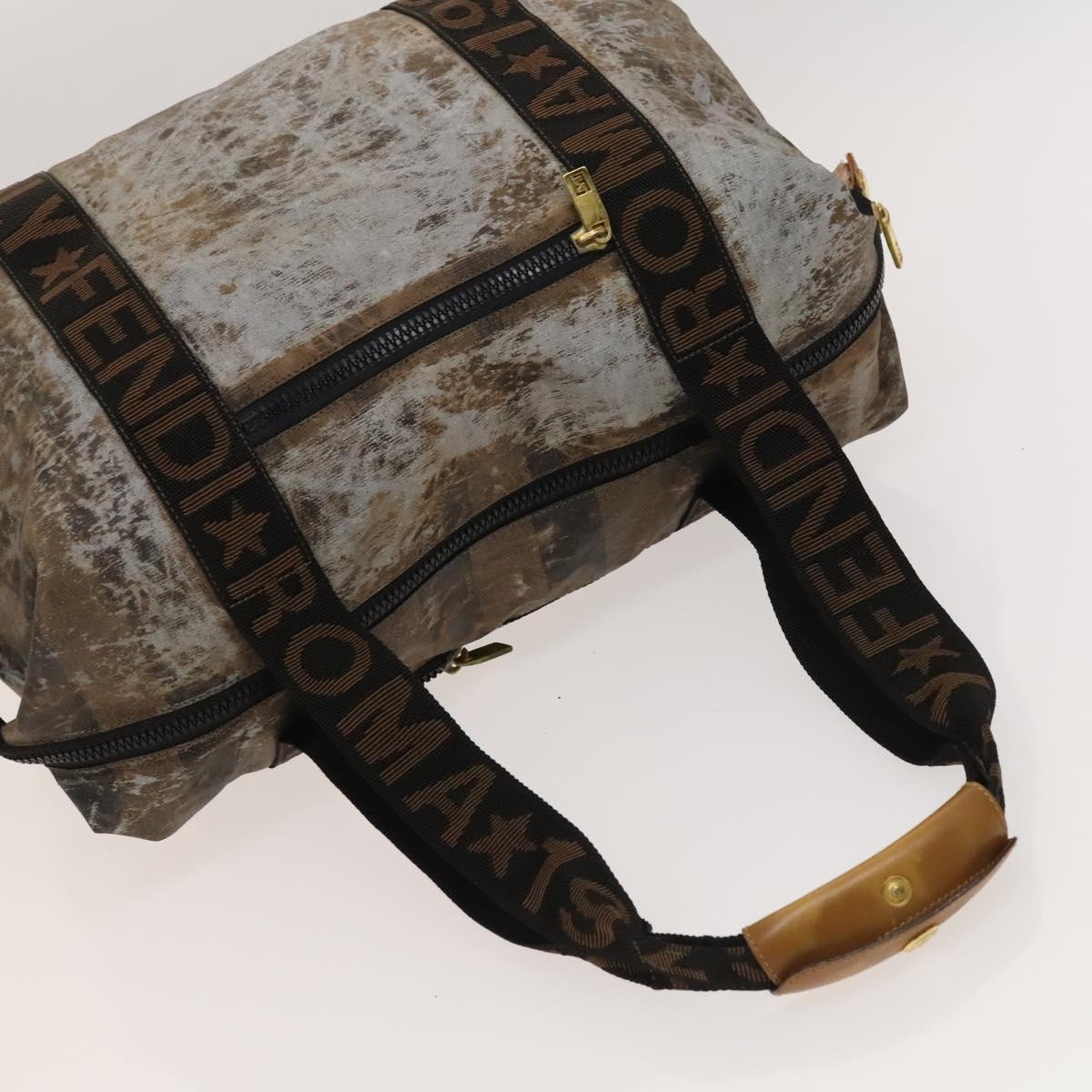 FENDI Pecan Bag PVC 3 Set Brown Black Auth bs26207