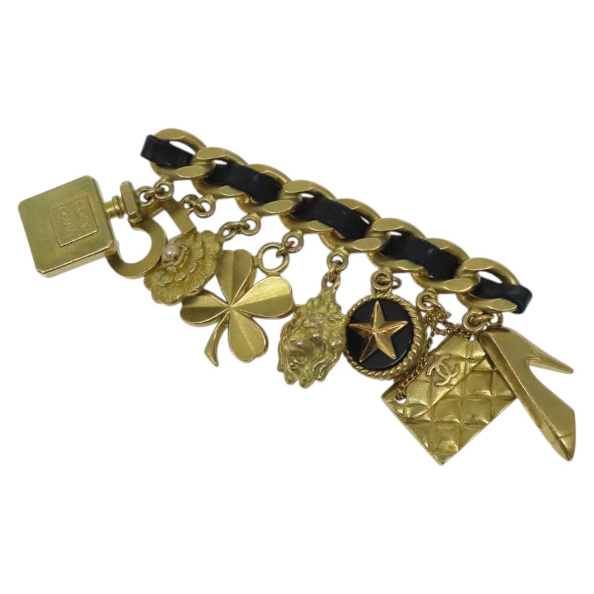 CHANEL Brooch metal Gold Tone CC Auth bs26227