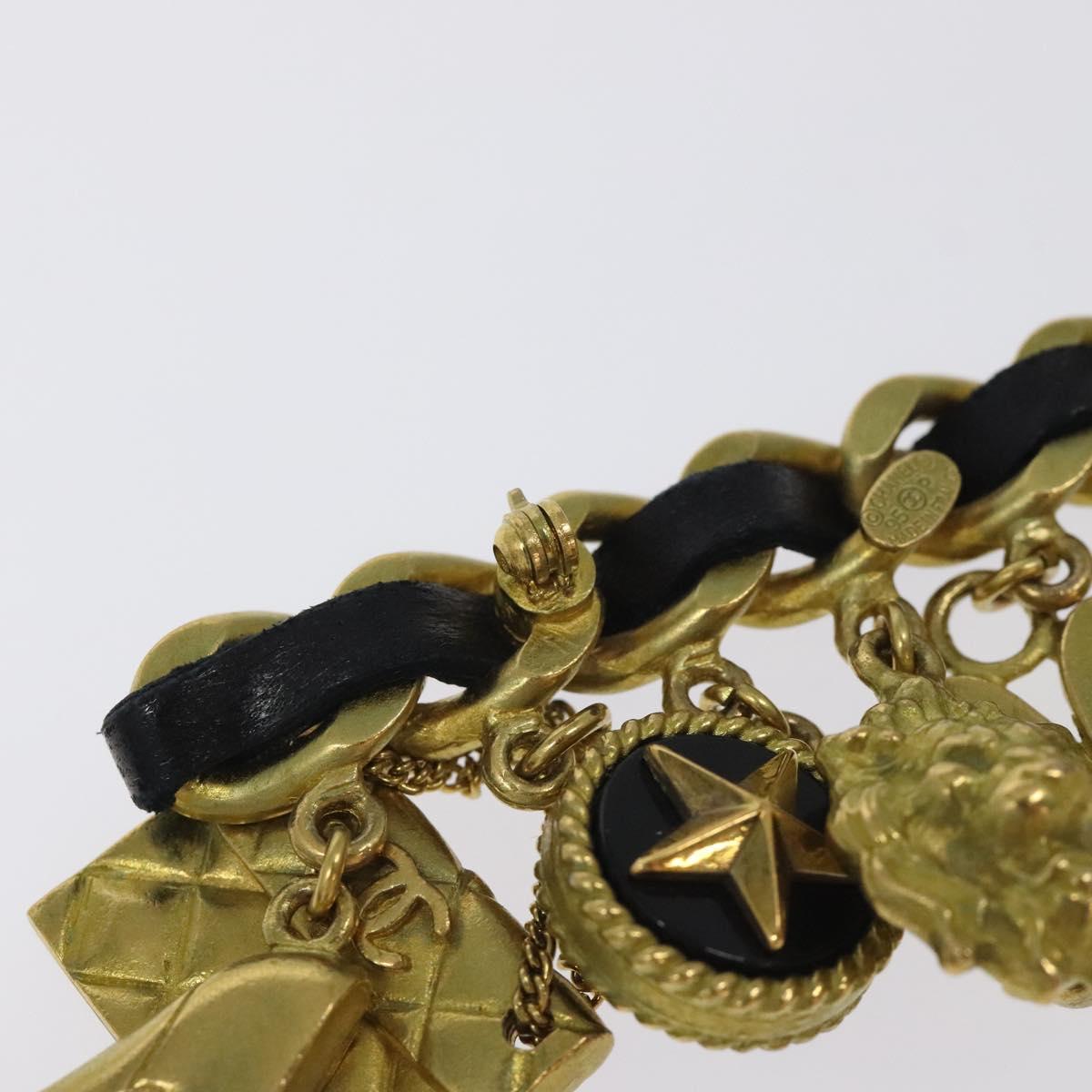 CHANEL Brooch metal Gold Tone CC Auth bs26227