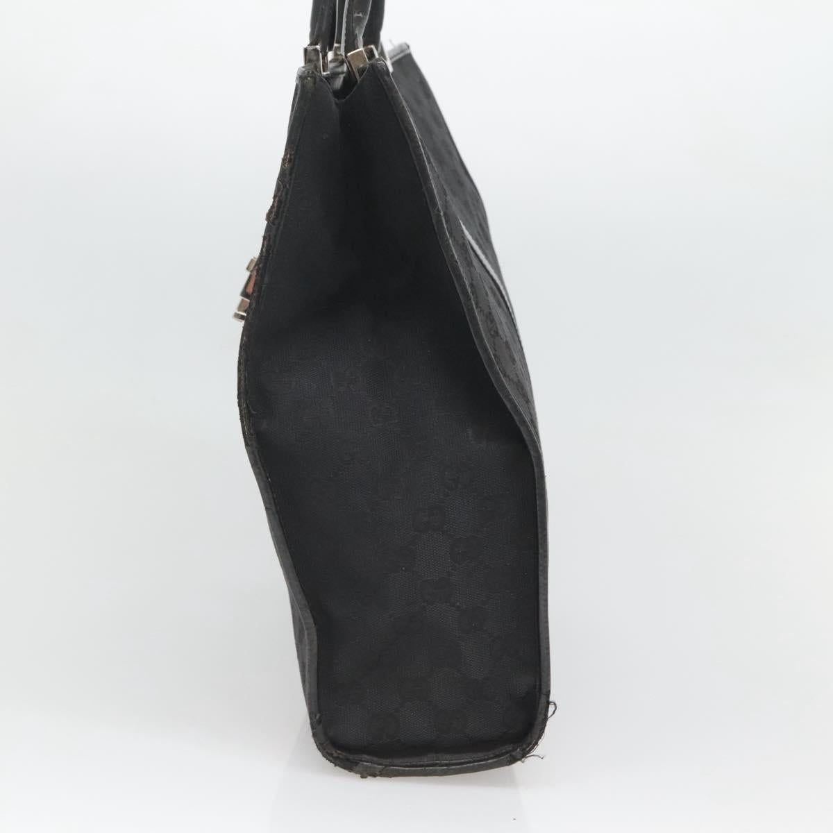 GUCCI GG Canvas Jackie Tote Bag Black Silver 002 1064 1669 Auth bs26232