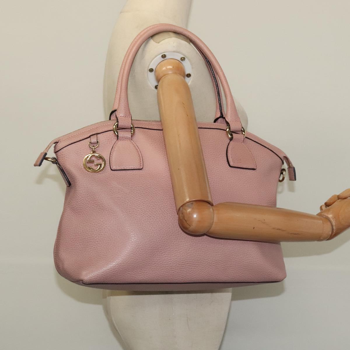 GUCCI Hand Bag Leather Outlet Pink Gold 449651 Auth bs26235