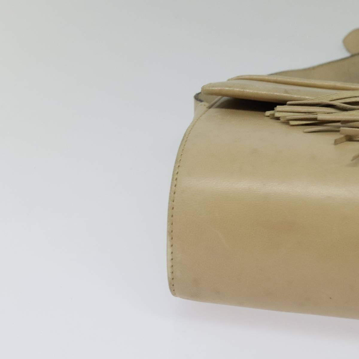 Salvatore Ferragamo Shoulder Bag Leather Beige Gold Auth bs26247