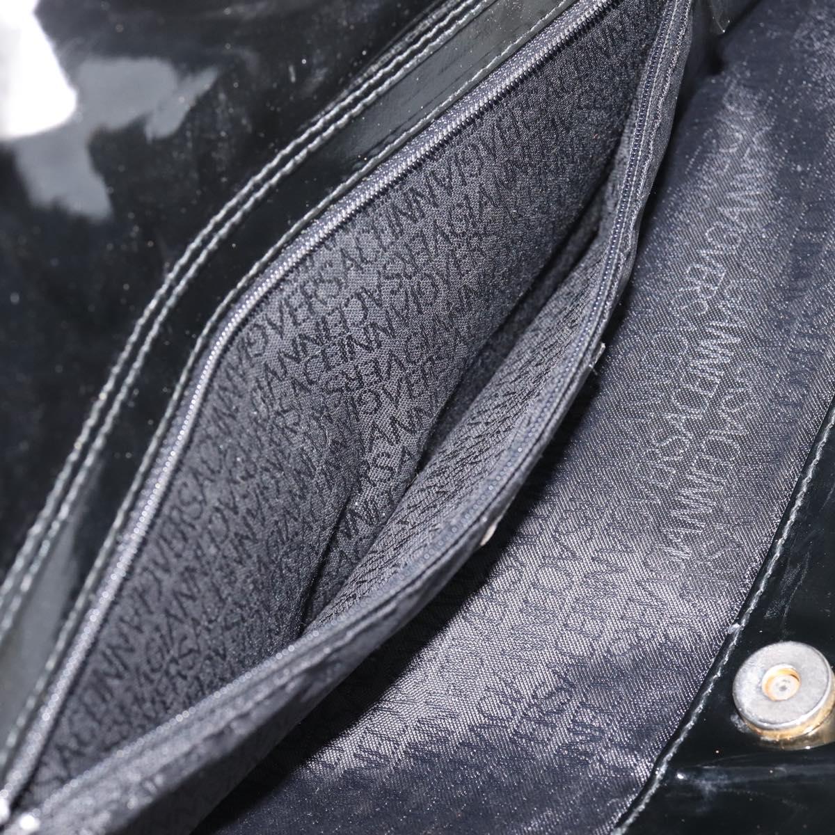 VERSACE Hand Bag Leather Black Gold Auth bs26249