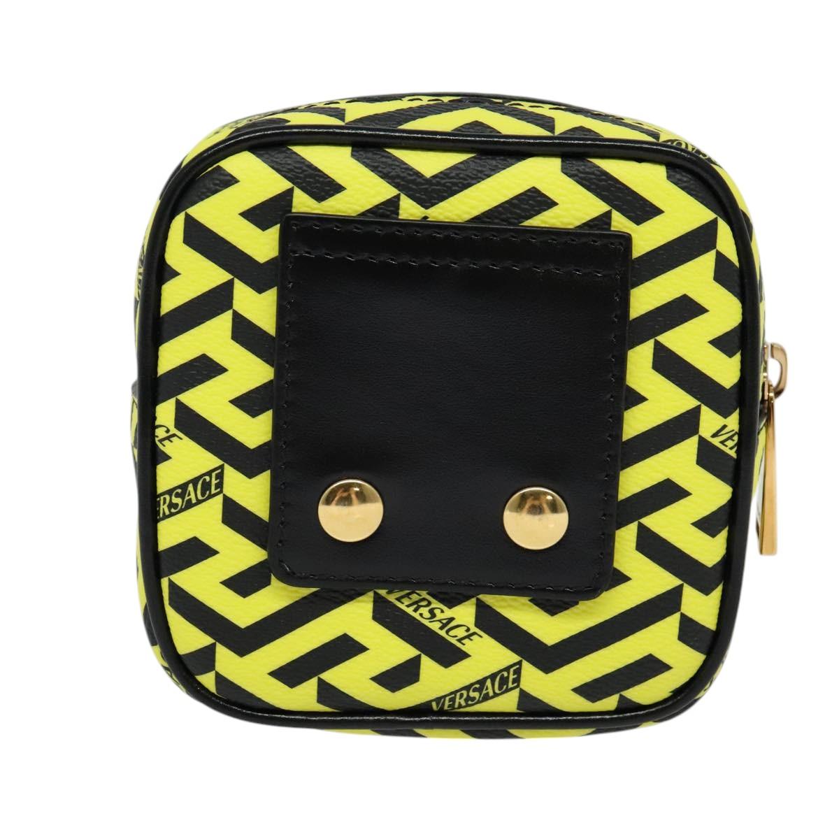VERSACE Pouch PVC Yellow Gold Auth bs26250