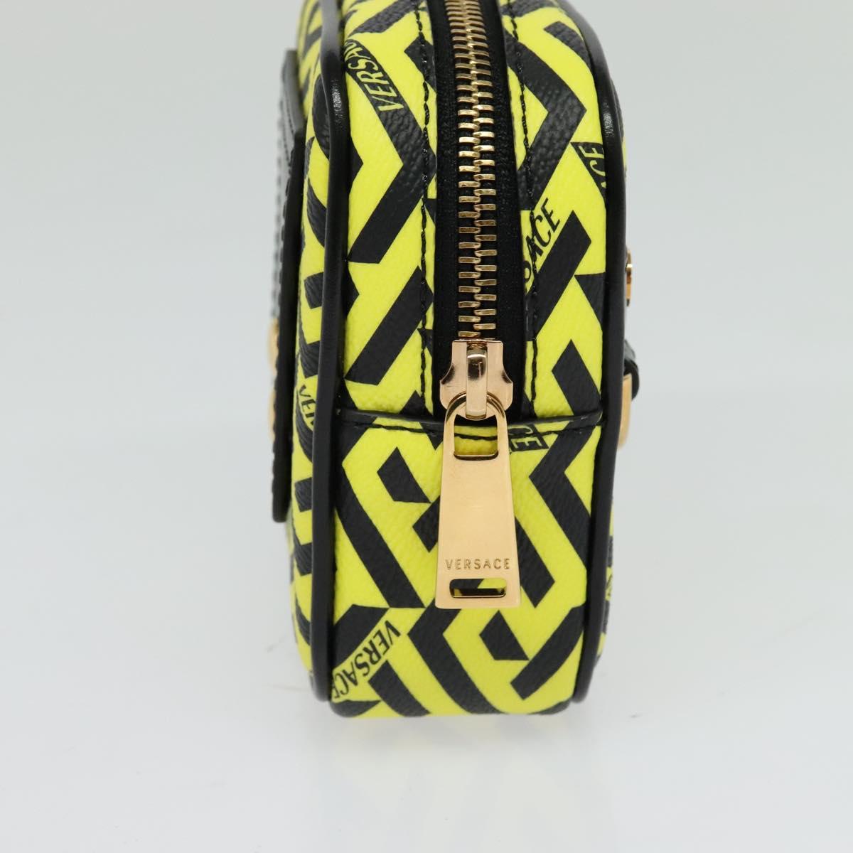 VERSACE Pouch PVC Yellow Gold Auth bs26250