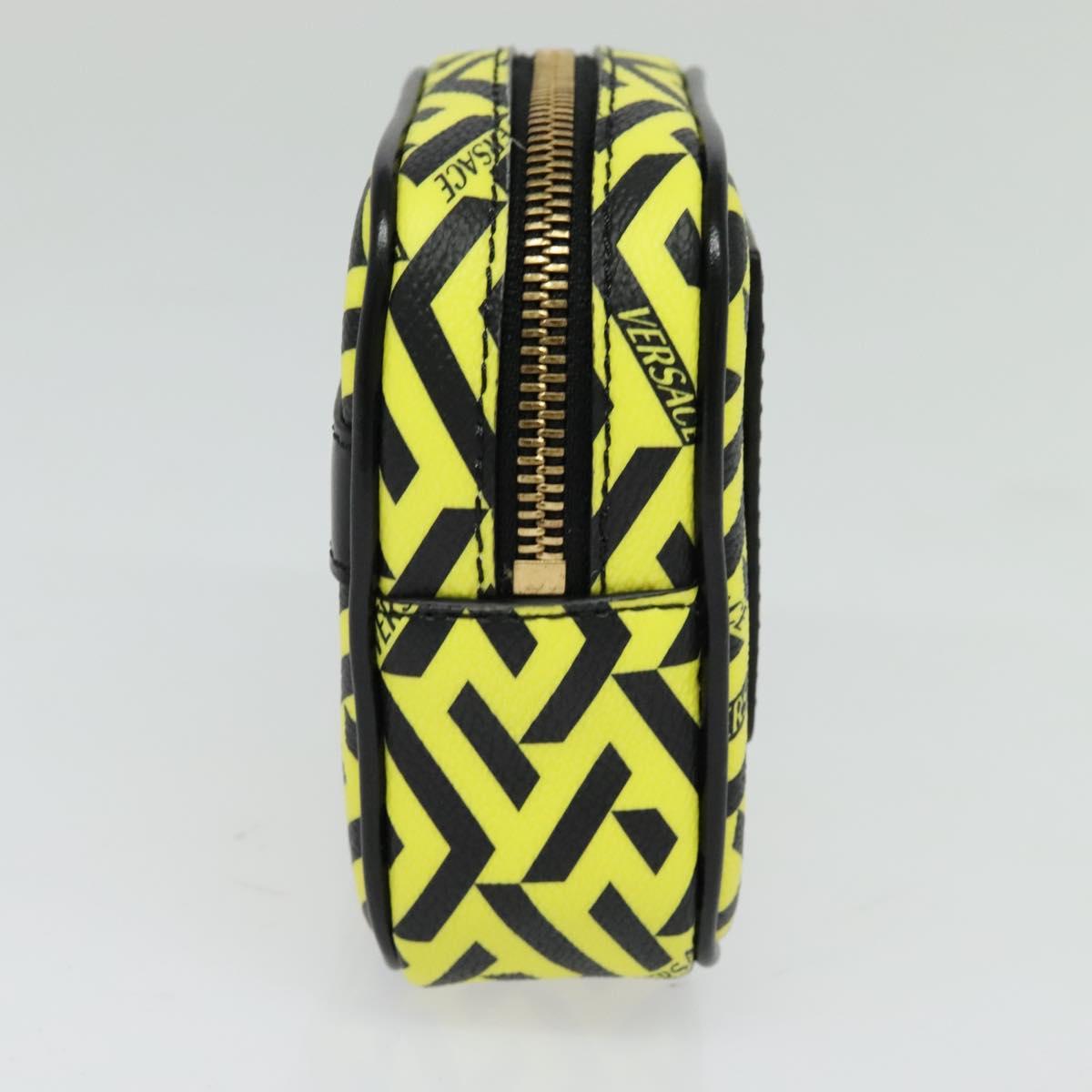 VERSACE Pouch PVC Yellow Gold Auth bs26250
