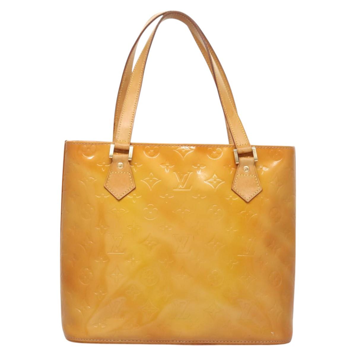 LOUIS VUITTON Monogram Vernis Houston Hand Bag Beige M91004 LV Auth bs26252