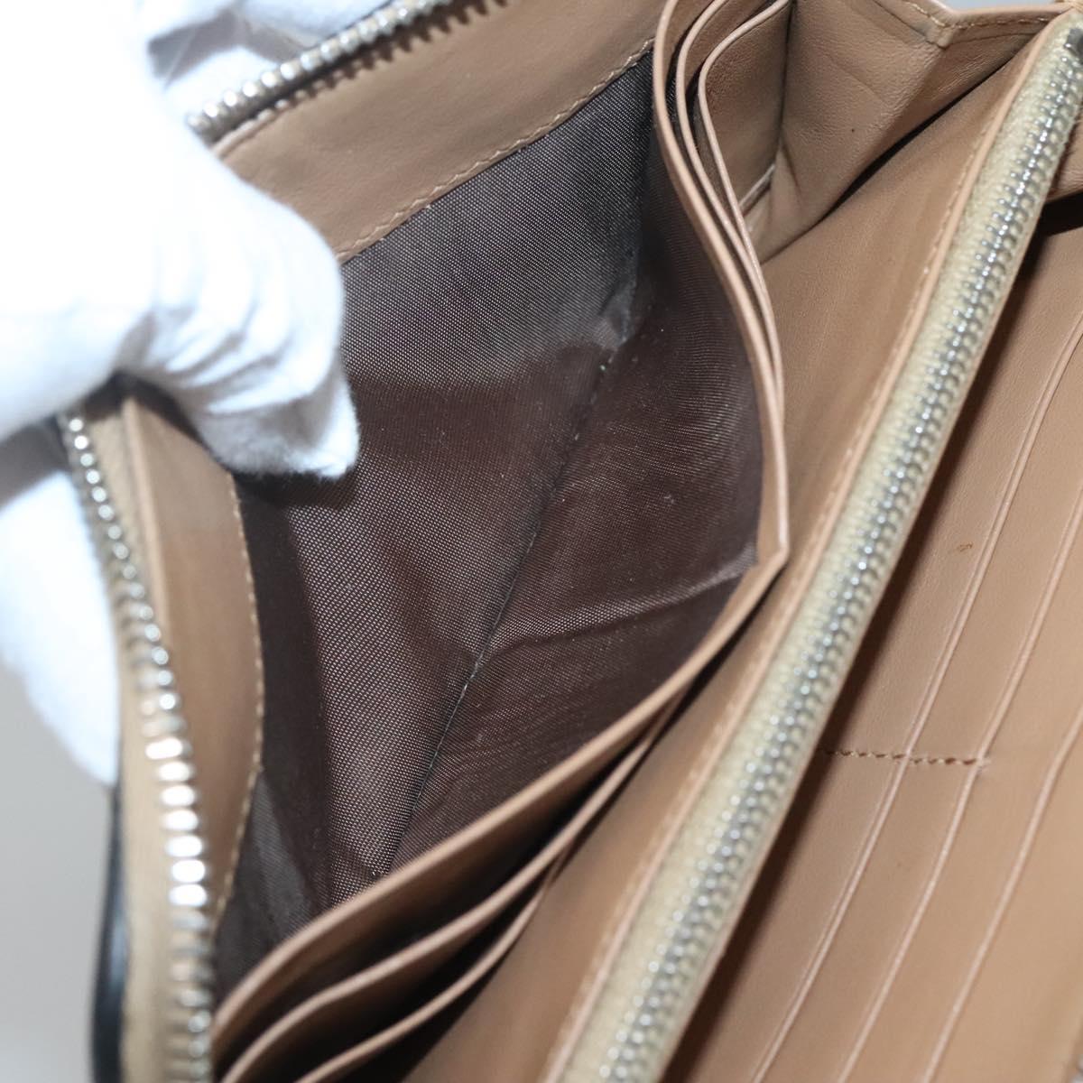 PRADA Long Wallet Leather Silver Beige Auth bs26270