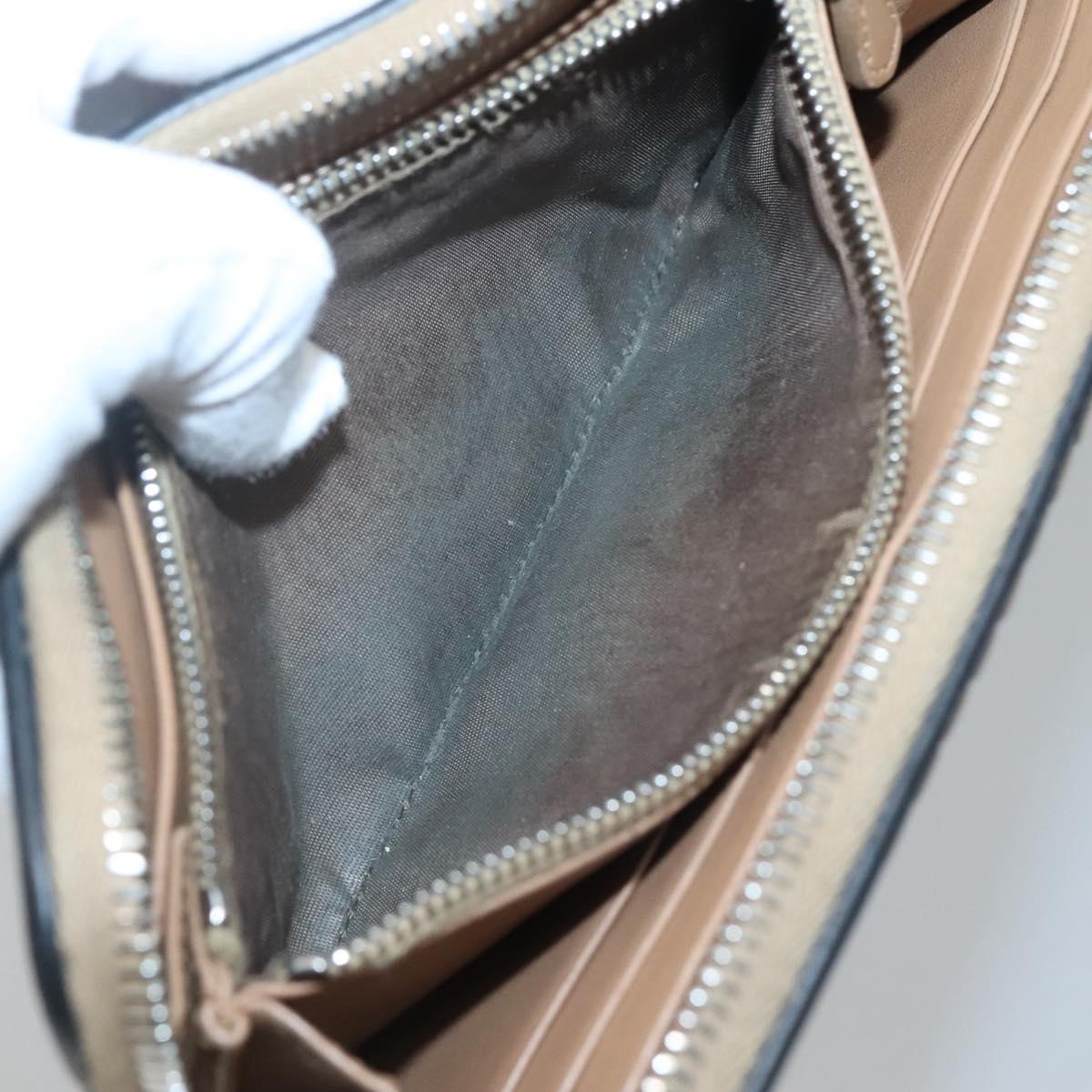 PRADA Long Wallet Leather Silver Beige Auth bs26270