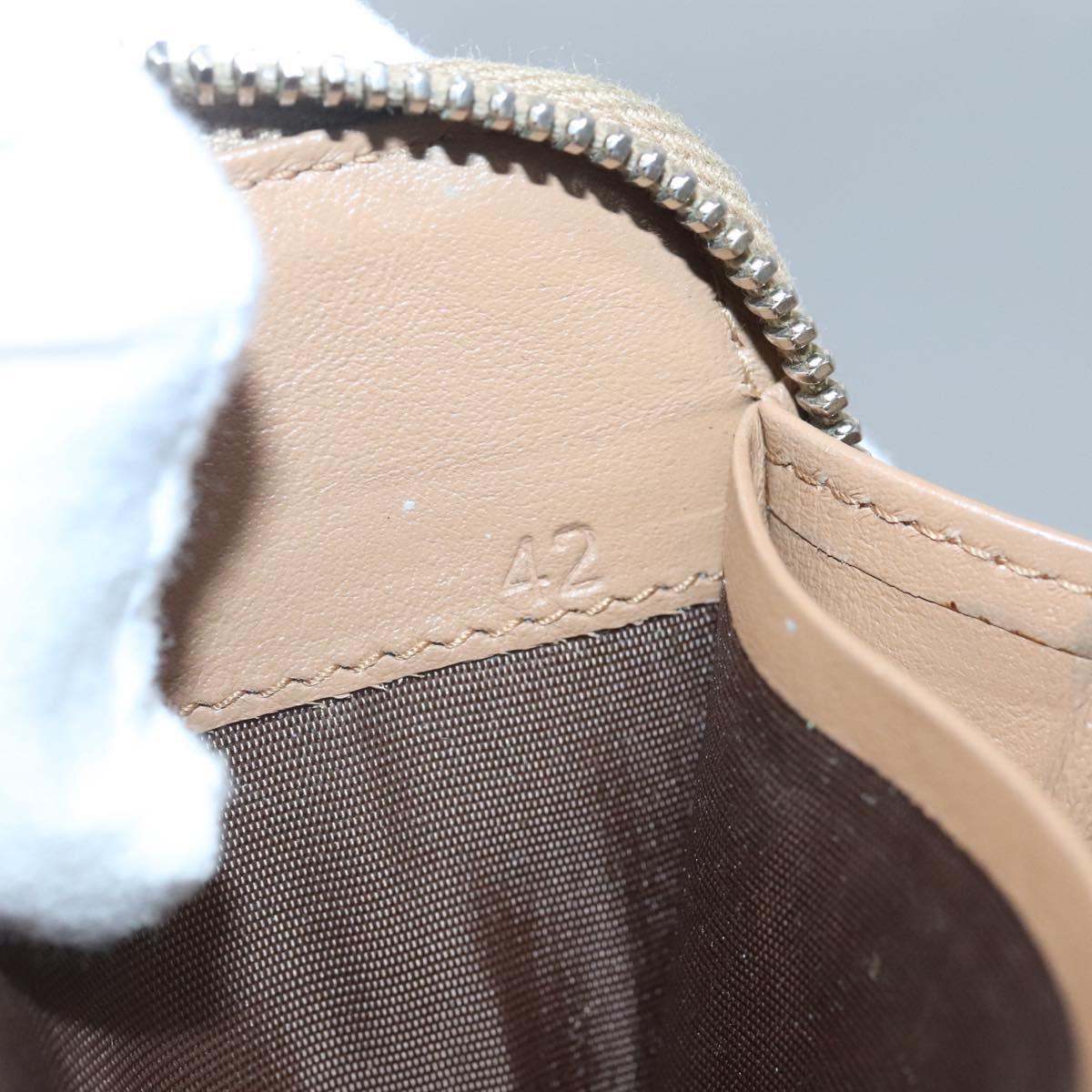 PRADA Long Wallet Leather Silver Beige Auth bs26270