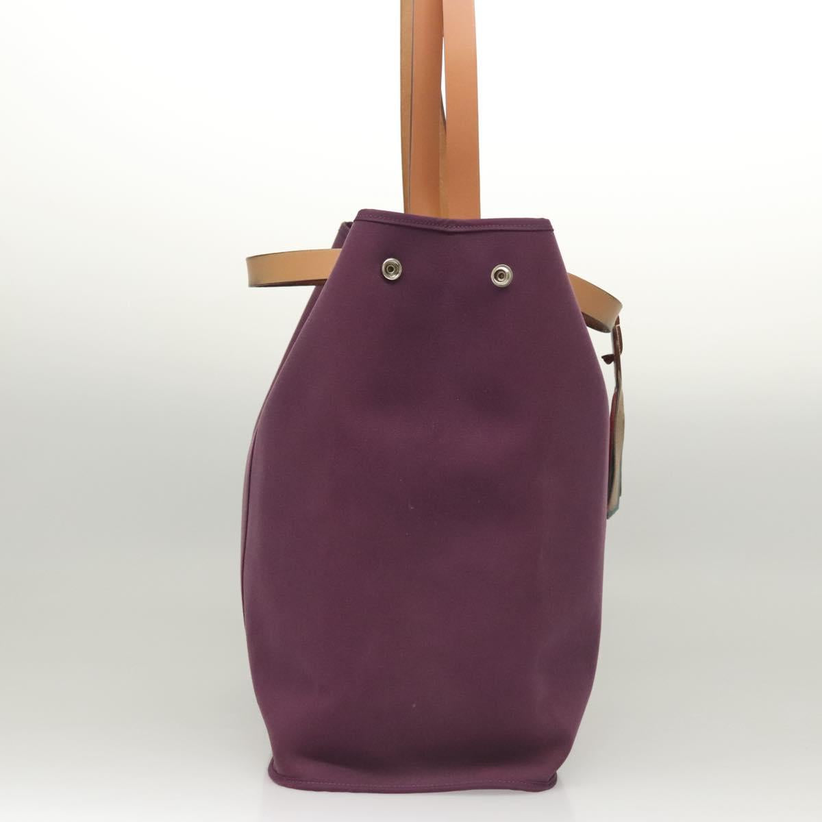 HERMES Cabak GM Tote Bag Canvas Purple Silver Auth bs26280