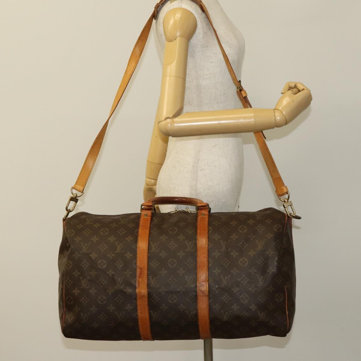 LOUIS VUITTON Monogram Keepall Bandouliere 50 Boston Bag M41416 LV Auth bs26309
