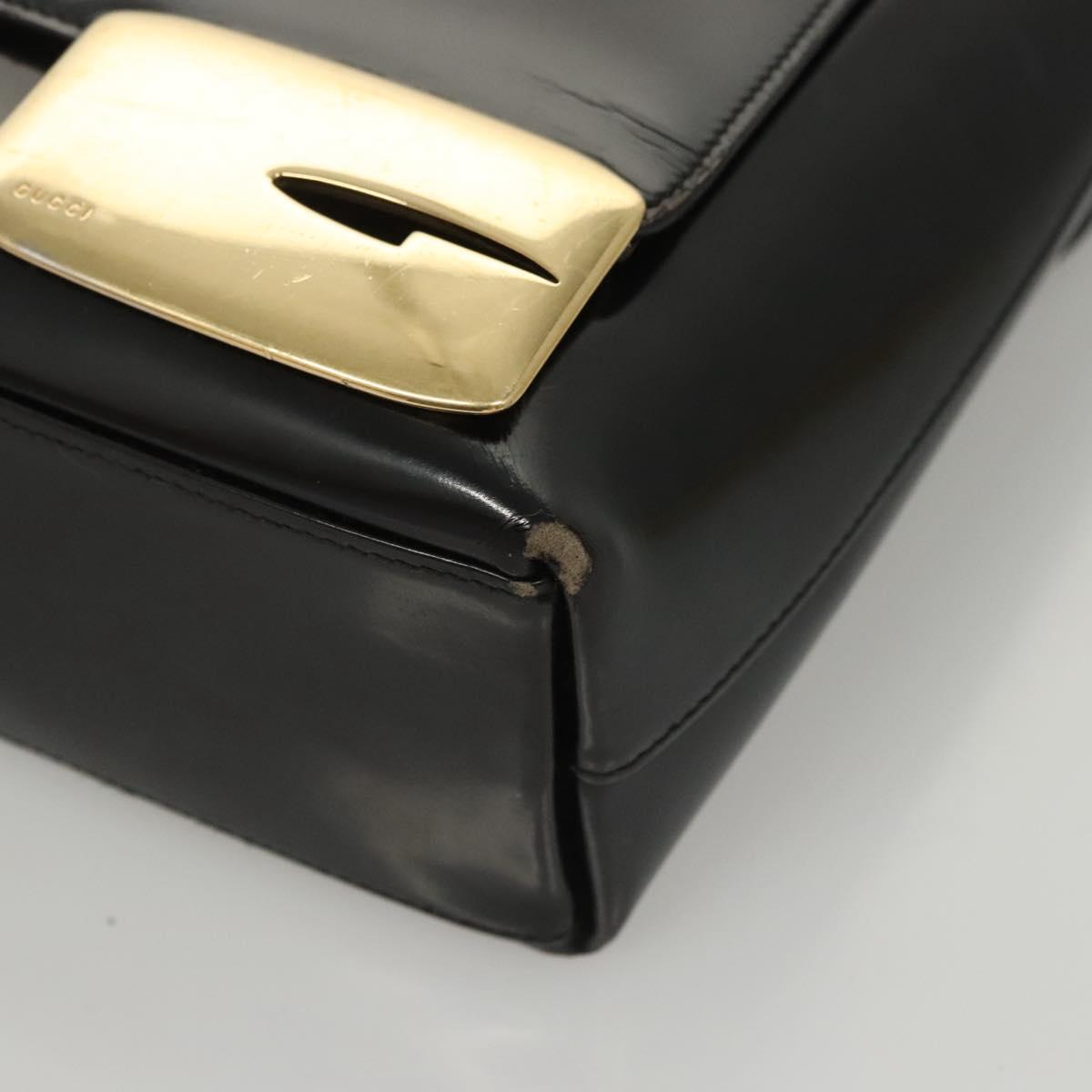 GUCCI Shoulder Bag Enamel Black Gold 002 2113 0483 Auth bs26329