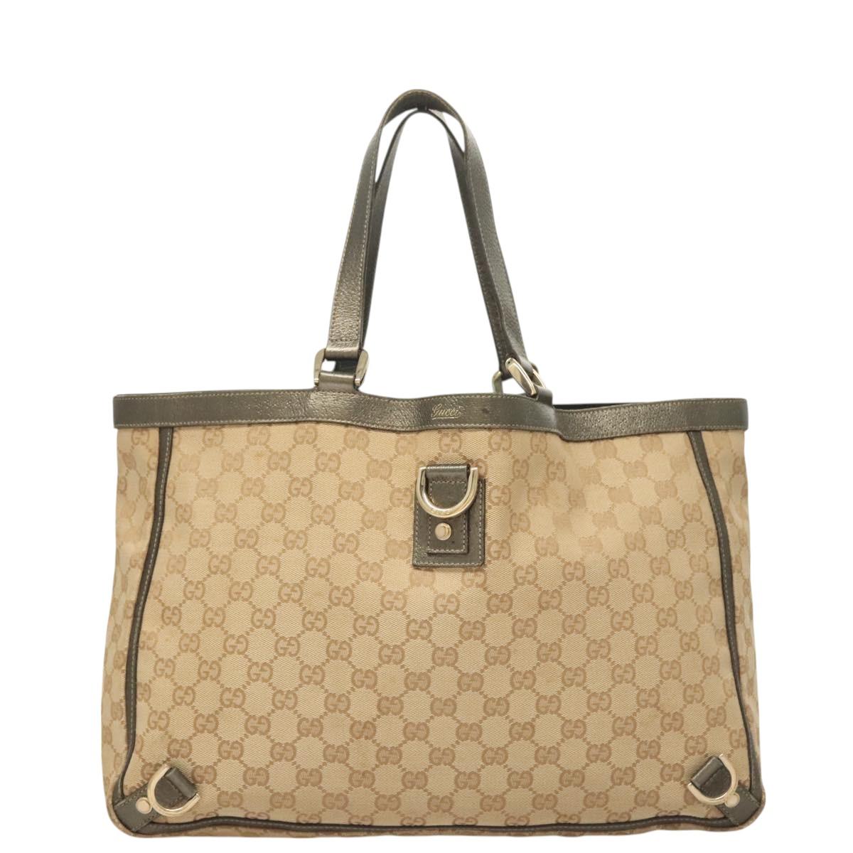 GUCCI GG Canvas Abbey Tote Bag Beige Gold 141472 Auth bs26330