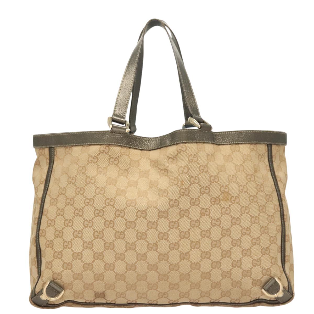 GUCCI GG Canvas Abbey Tote Bag Beige Gold 141472 Auth bs26330